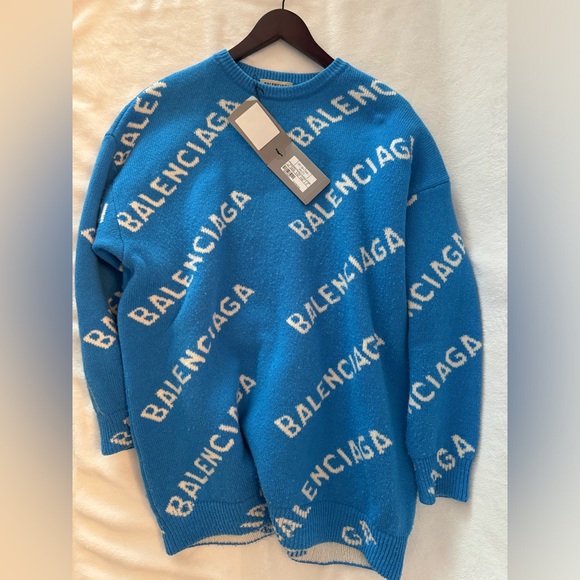 Authentic XS Balenciaga Intarsia Logo Jumper - Picture 1 of 8